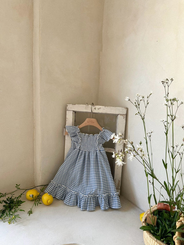 French Check Dress _ Blue