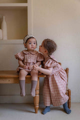 Tua Embroidered Check Romper