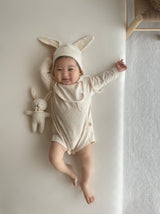 Monbebe Printed Suit and Bonnet Set from Newborn Size _Bunny Prints