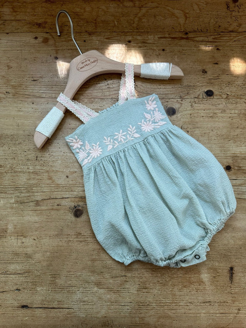 Aria Embroidery Romper _Mint