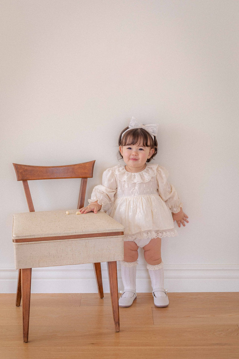 Vanilla Embroidery Dress Romper