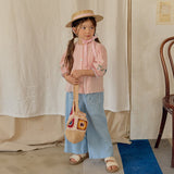 Denim Blue Lace Linen Pants_ Light blue