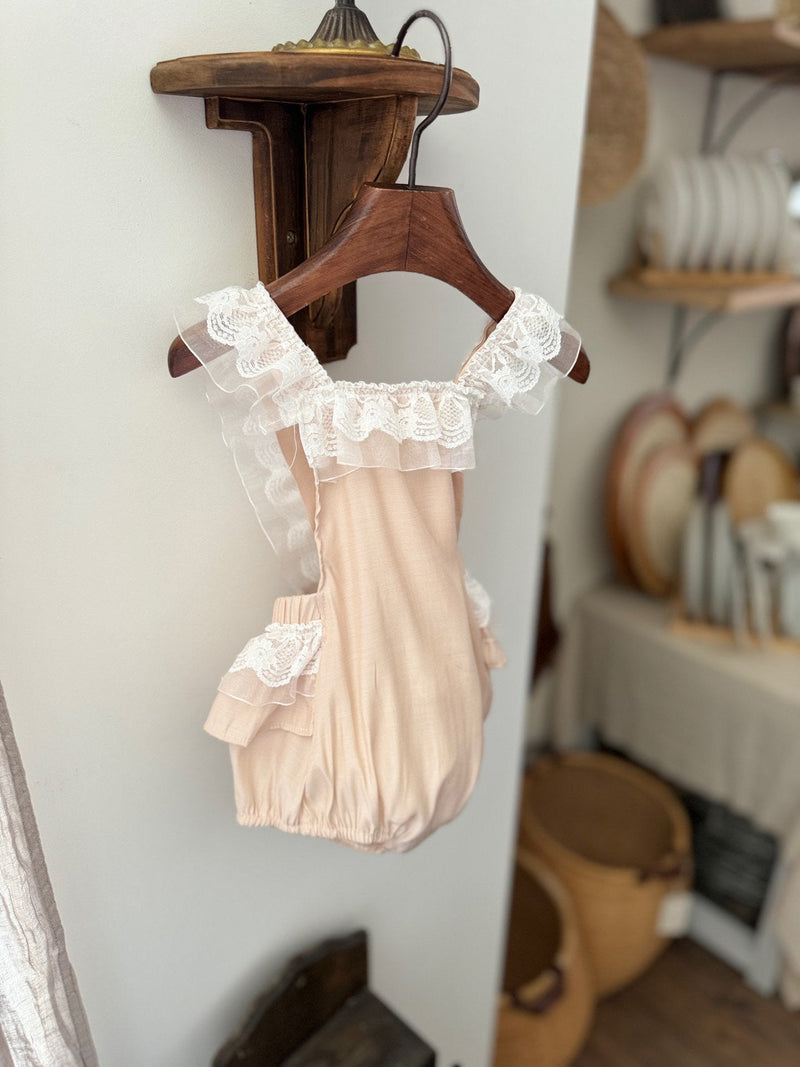 Sharon Suspender Romper_ Peach Beige