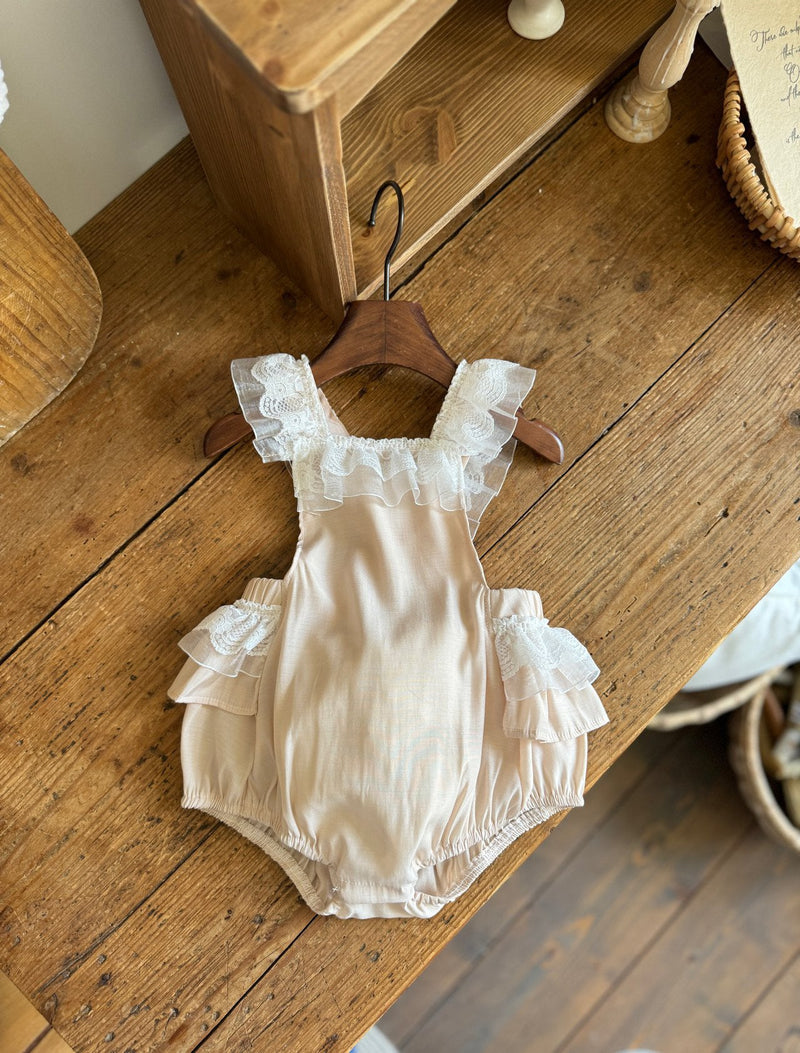 Sharon Suspender Romper_ Peach Beige