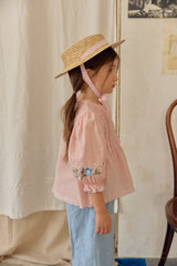 Aster Embroidered Linen Blouse_ Pink
