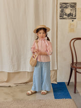 Denim Blue Lace Linen Pants_ Light blue
