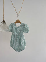 Mint Blossom Puff Sleeve Romper
