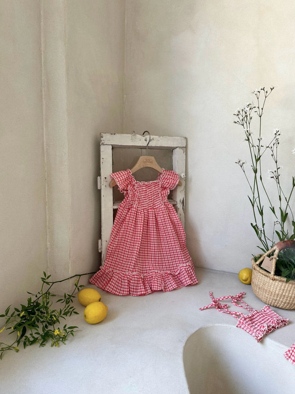 French Check Dress _ Red