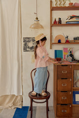 Denim Blue Lace Linen Pants_ Light blue