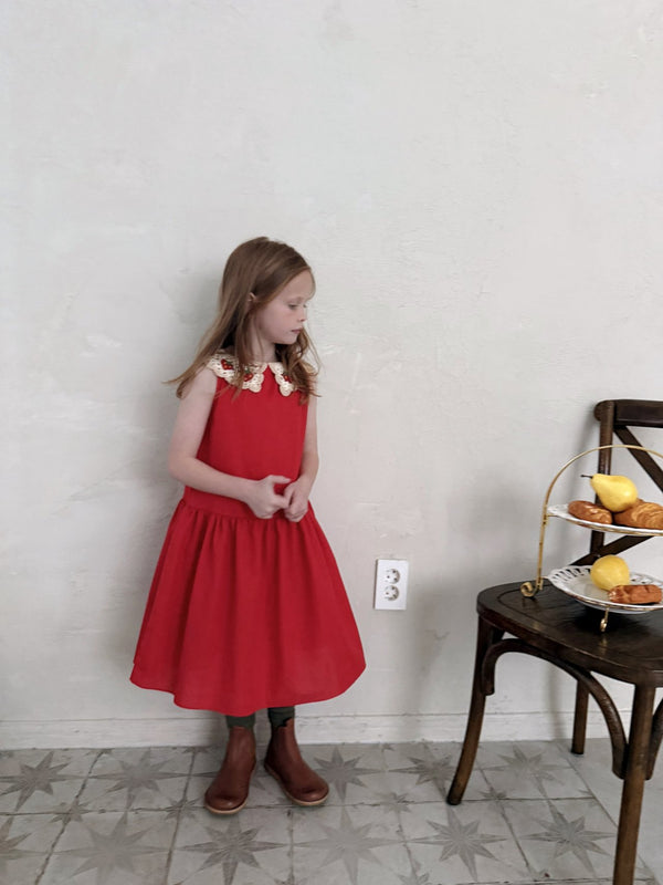 Strawberry Crochet Collar Dress