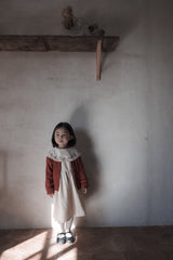 Red Cotton Ribbed Cardigan
