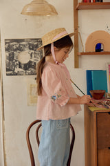 Aster Embroidered Linen Blouse_ Pink