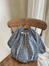 Aster Floral Romper_Dusty Blue
