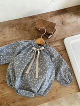 Aster Floral Romper_Dusty Blue