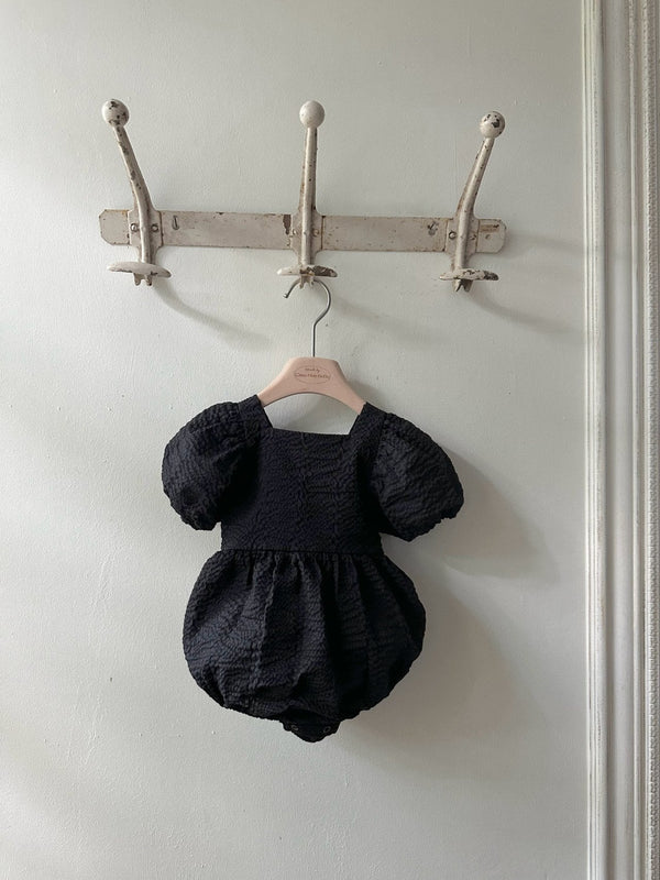 Cotton Ripple Romper _Black