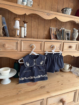 Lucille Embroidered Blouse & Shorts Set