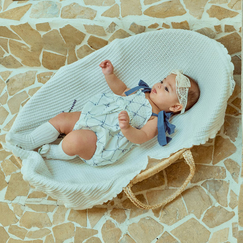 Glen Smocked Romper_ Blue