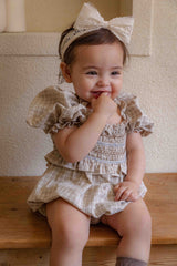 Noe Smocked Check Romper