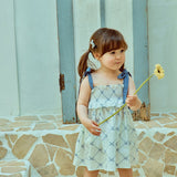 Glen Smocked Dress_ Blue