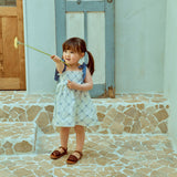 Glen Smocked Dress_ Blue