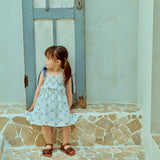 Glen Smocked Dress_ Blue