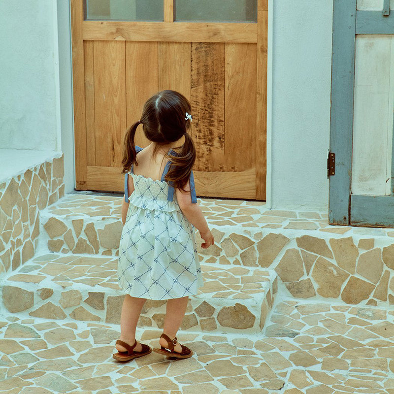 Glen Smocked Dress_ Coral