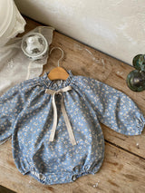 Aster Floral Romper_Dusty Blue
