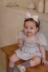 Noe Smocked Check Romper