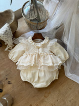 Ribbon Frill Romper _Cream