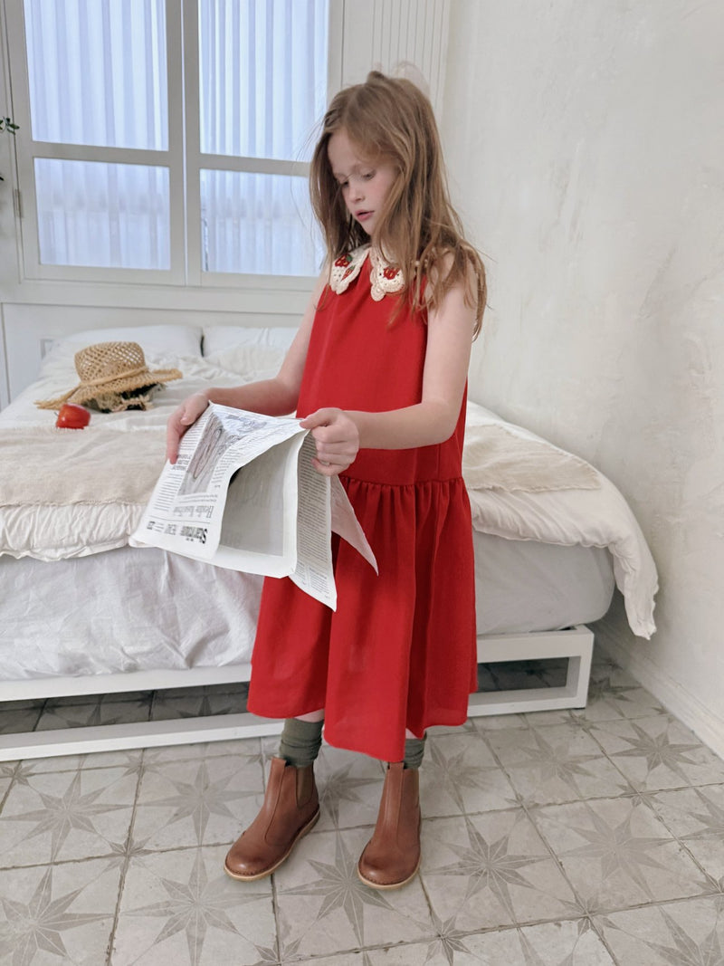 Strawberry Crochet Collar Dress