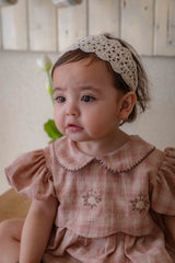 Tua Embroidered Check Romper