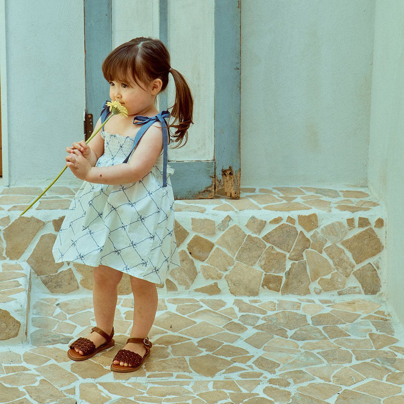 Glen Smocked Dress_ Coral
