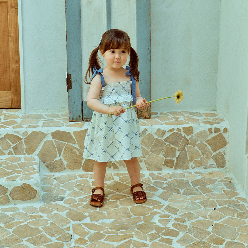 Glen Smocked Dress_ Coral