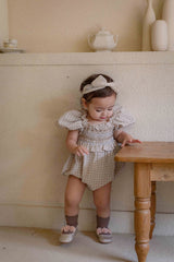 Noe Smocked Check Romper