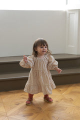 Flower Corduroy Shirring Dress