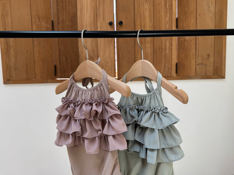 Frill Swimsuit & Bonnet Set_2 Colour