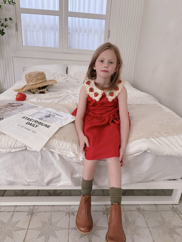 Strawberry Crochet Collar Dress