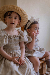 Noe Smocked Check Romper