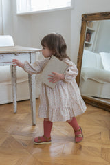 Flower Corduroy Shirring Dress