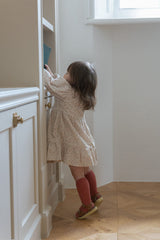 Flower Corduroy Shirring Dress