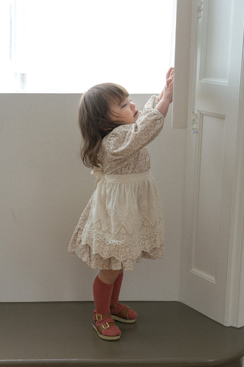 Flower Corduroy Shirring Dress