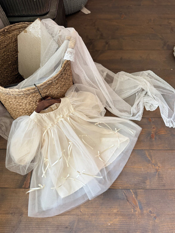 M Ribbon Dress _Cream