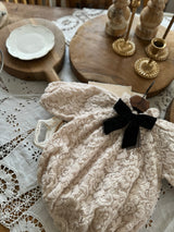 Lace Ribbon Romper _Beige Pink