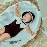 Ribbon Swimsuit & Bonnet Set_ Black