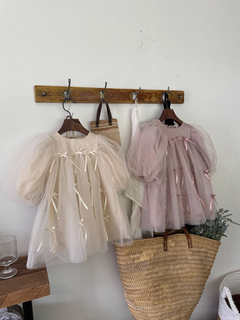 M Ribbon Dress _Cream