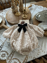 Lace Ribbon Romper _Beige Pink
