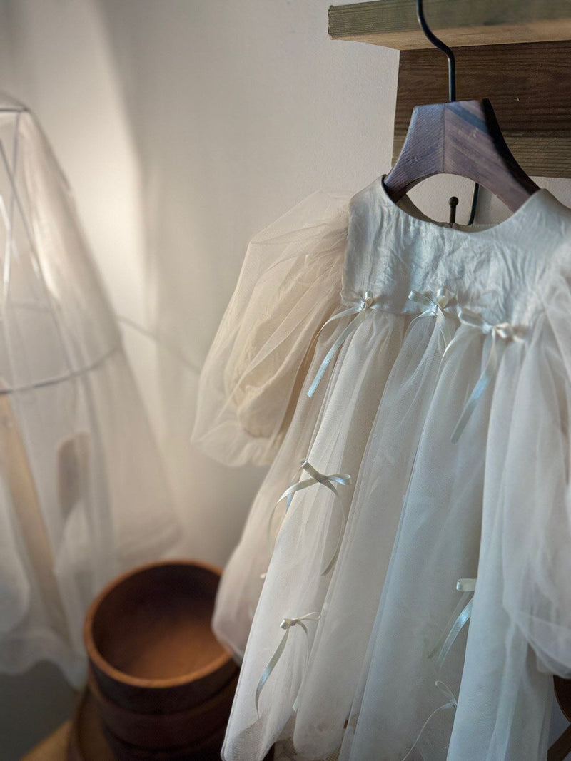 M Ribbon Dress _Cream