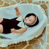 Ribbon Swimsuit & Bonnet Set_ Black