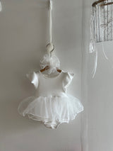 Cotton Rib Tutu Dress Romper _Ivory