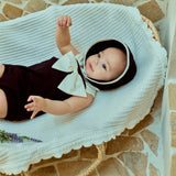 Ribbon Swimsuit & Bonnet Set_ Black